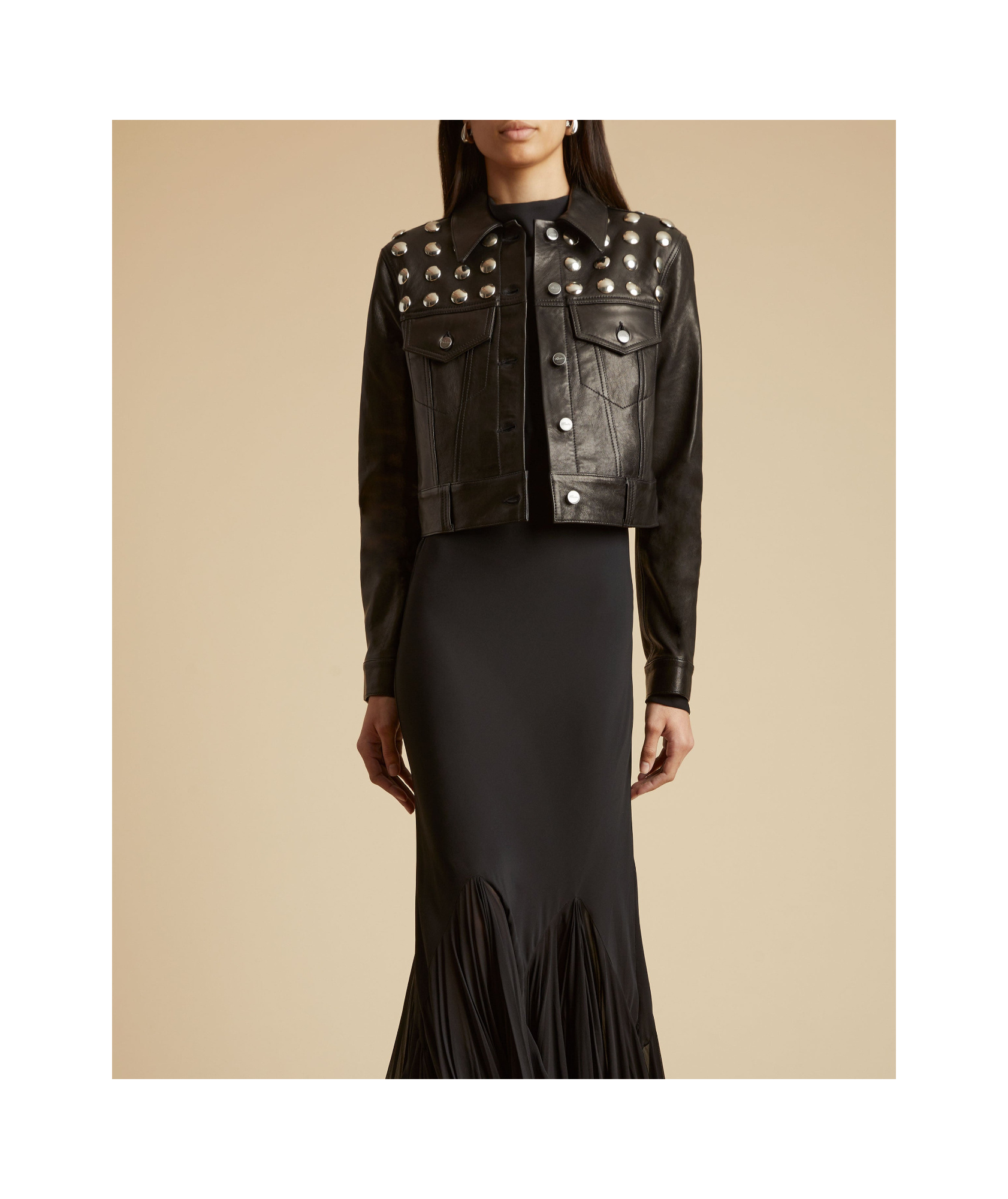 Khaite Rivet Leather Jacket In Brown