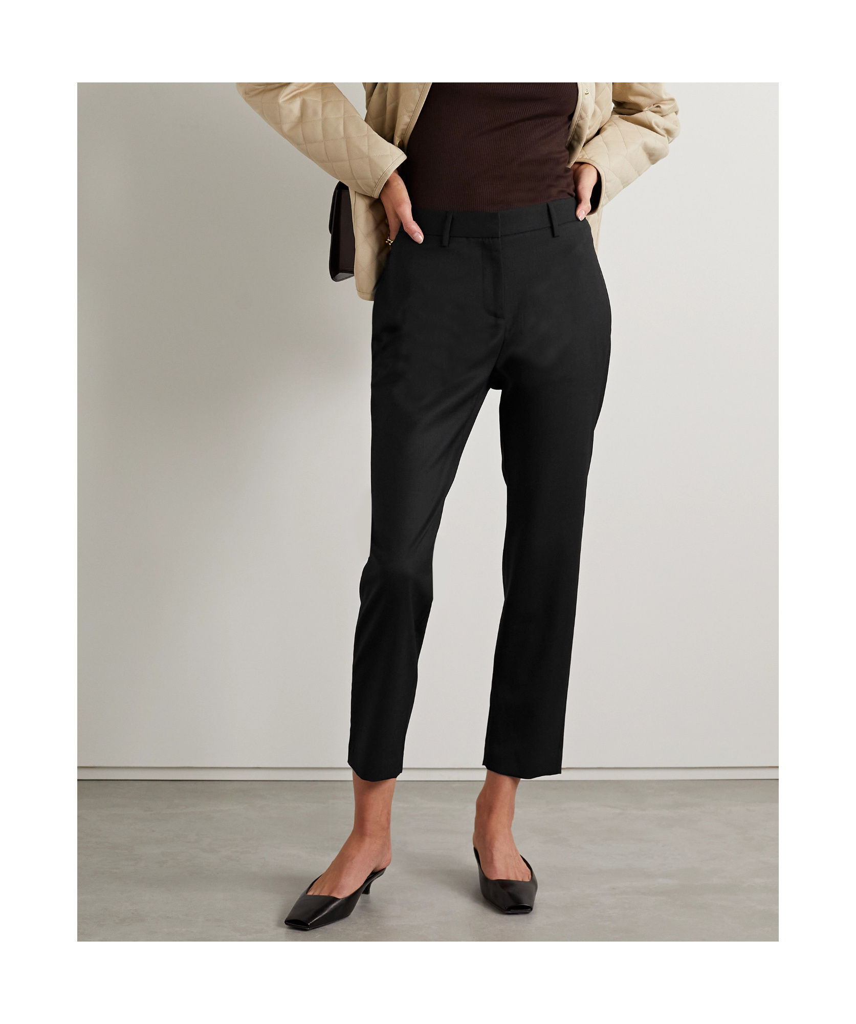 Nili Lotan Tel Aviv Wool-blend Twill Straight-leg Pants In Black