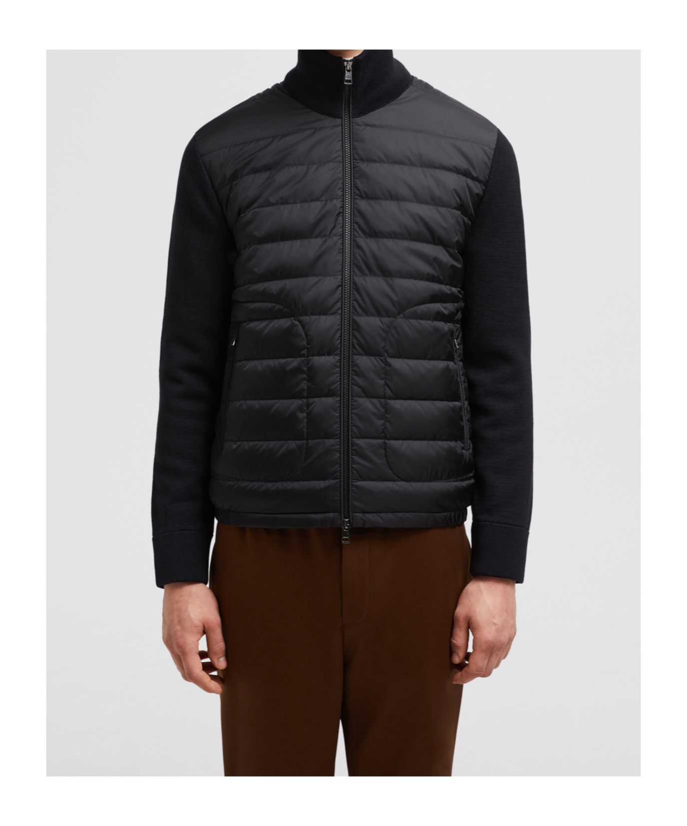 Moncler Padded Zip-up Cardigan Clothing In Black