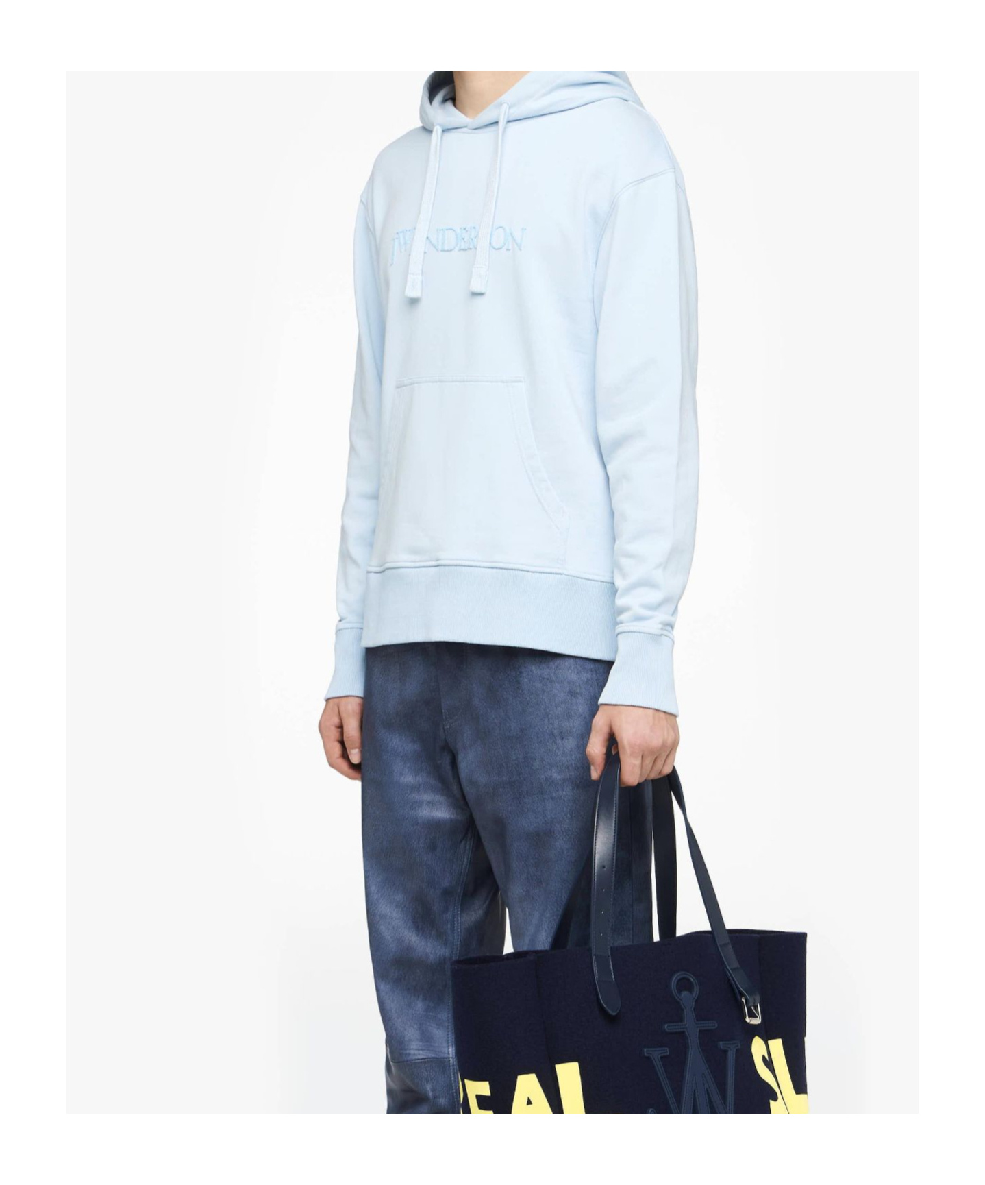 Jw Anderson Hooded Sweatshirt With Logo And Pouch Pocket In Blue