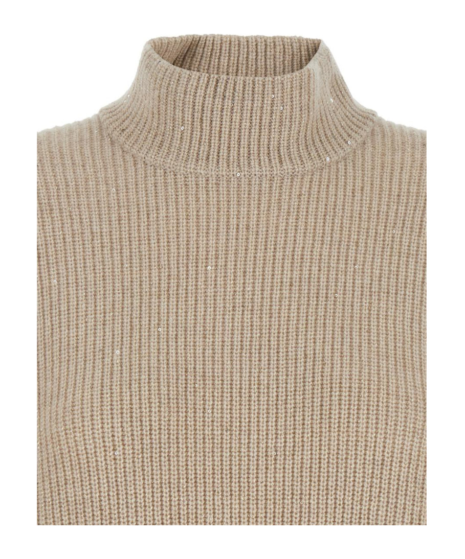 Brunello Cucinelli Cashmere Turtleneck Sweater In Nude