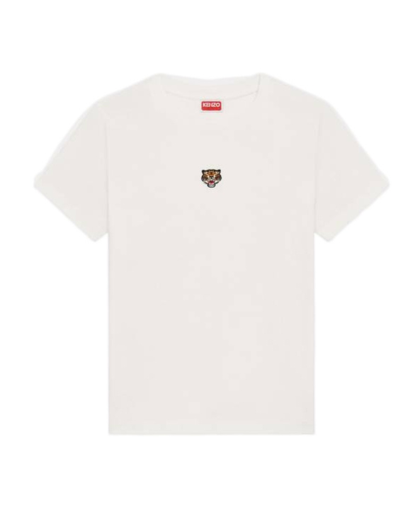 Kenzo 'lucky Tiger Crest' Embroidered Classic T-shirt In White