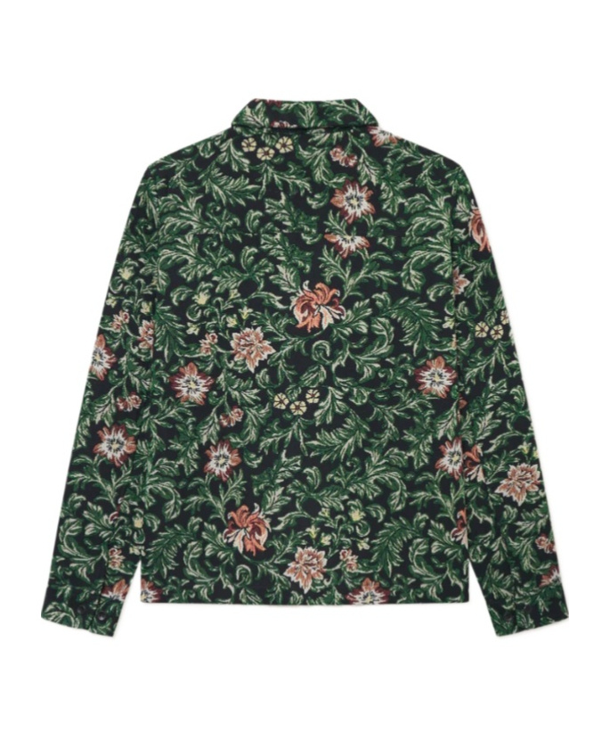 Les Deux Jaiden Floral-jacquard Shirt Jacket In Green