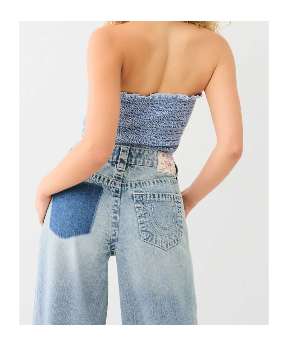 TRUE RELIGION DENIM SMOCKED TUBE TOP 