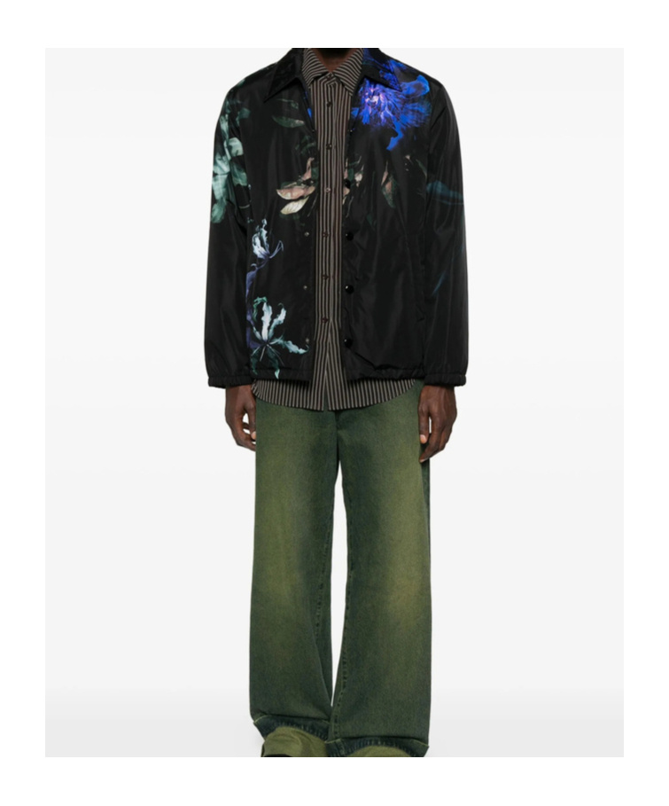 Dries Van Noten Floral Print Blazer Long Sleeves In Black