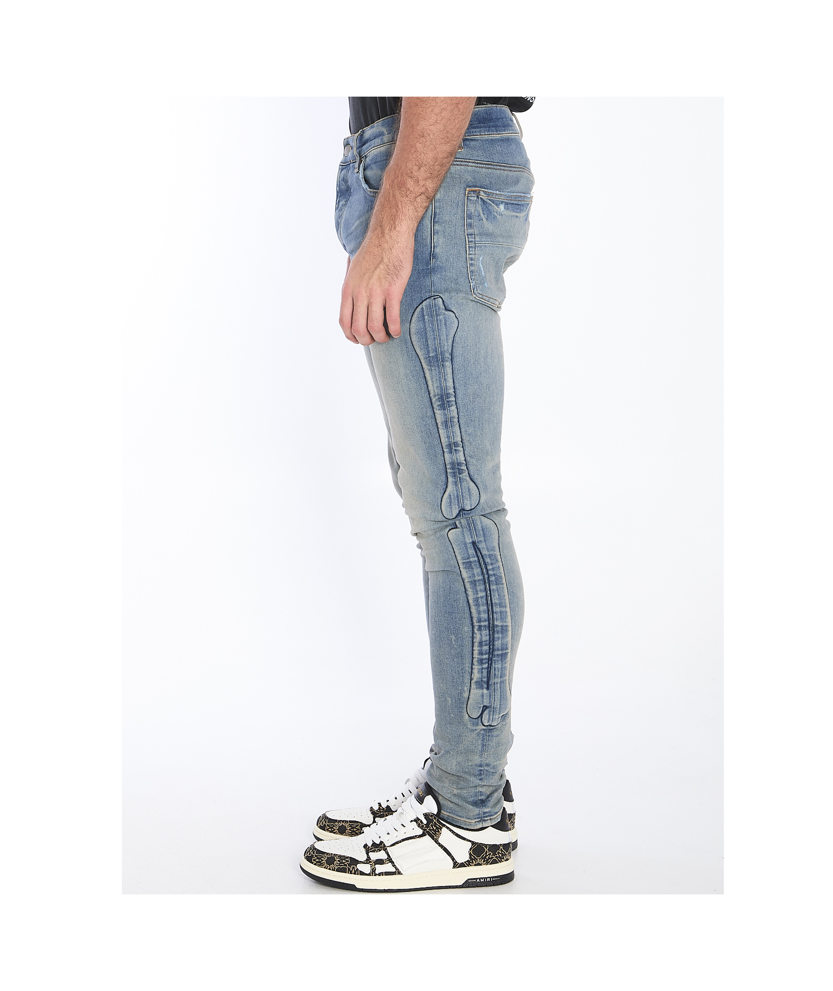 Amiri Three-dimensional Bone Jeans In Gray