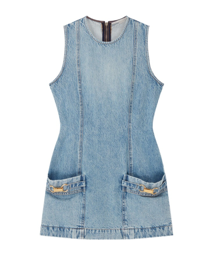 Stella Mccartney Faded Button Dress In Blue