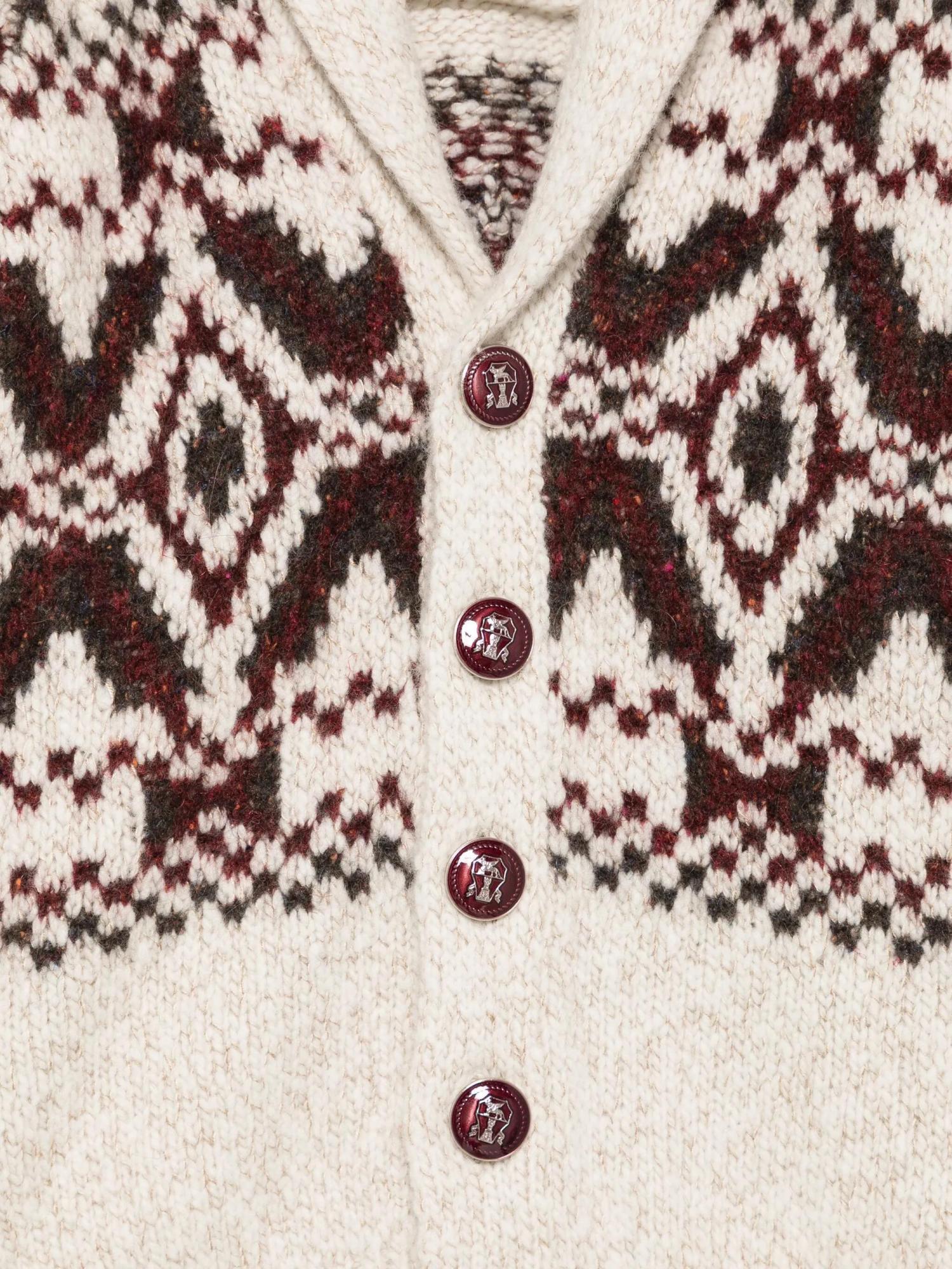 Brunello Cucinelli Shawl-collar Patterned Cardigan In White