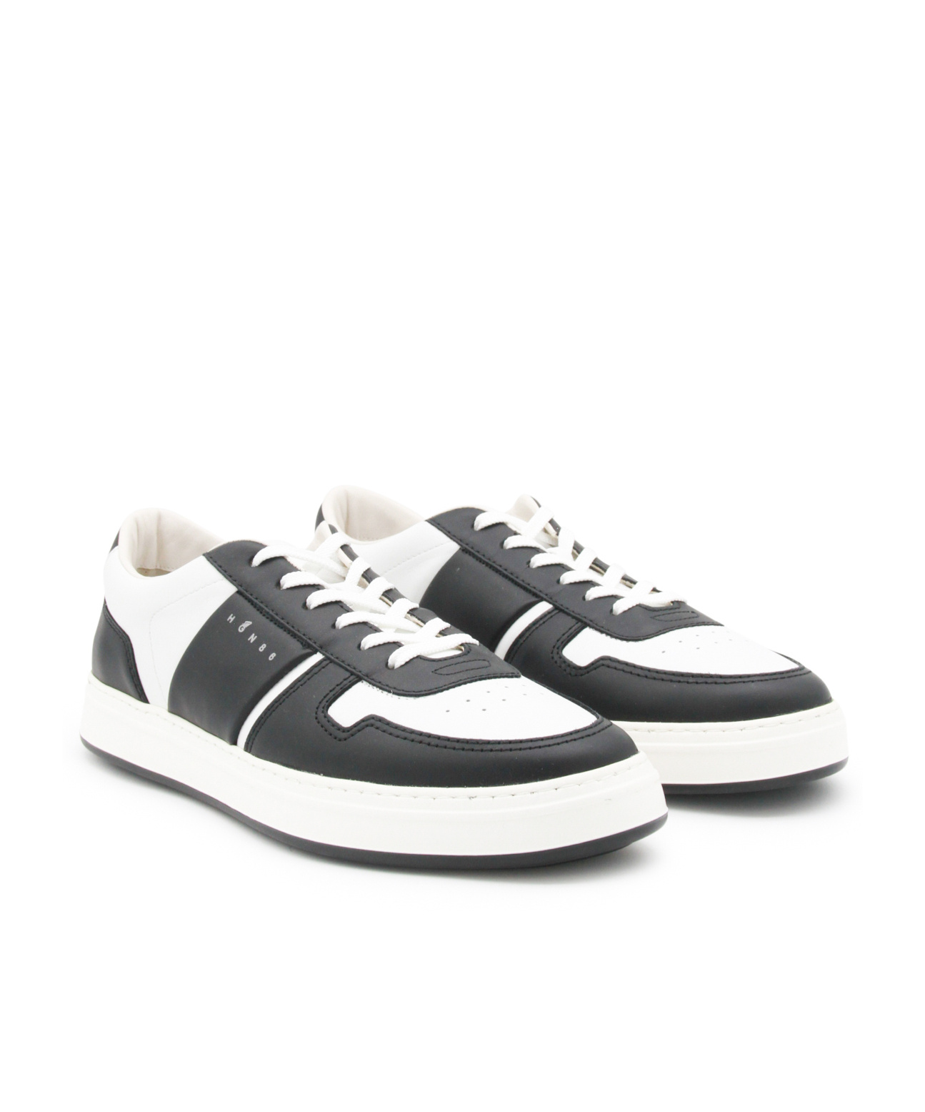 Hogan Round Toe Low Top Sneakers With Contrast Panels And Rubber Sole In Black