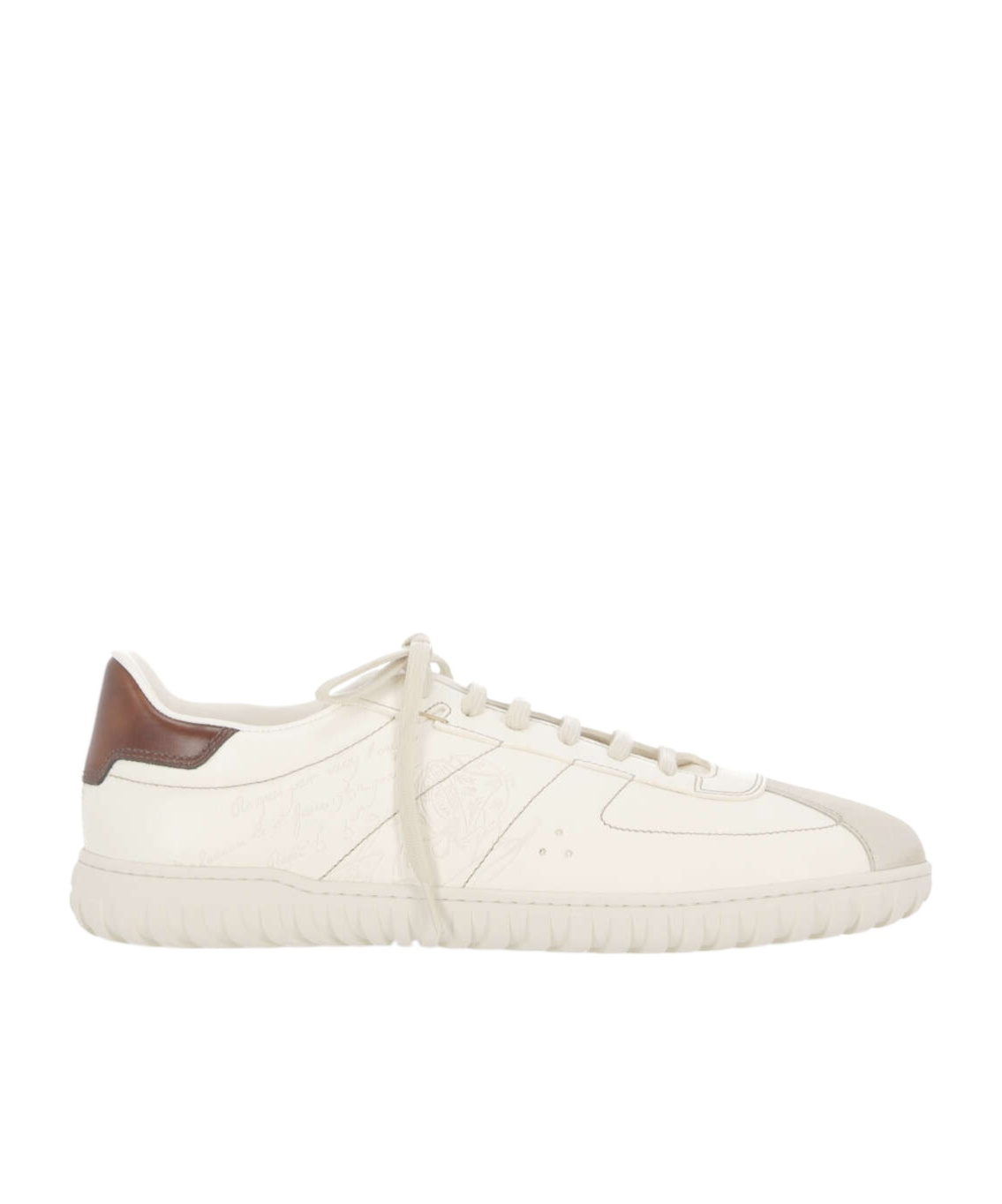 Berluti Trainer Leather Sneakers With Logo Engraving In White