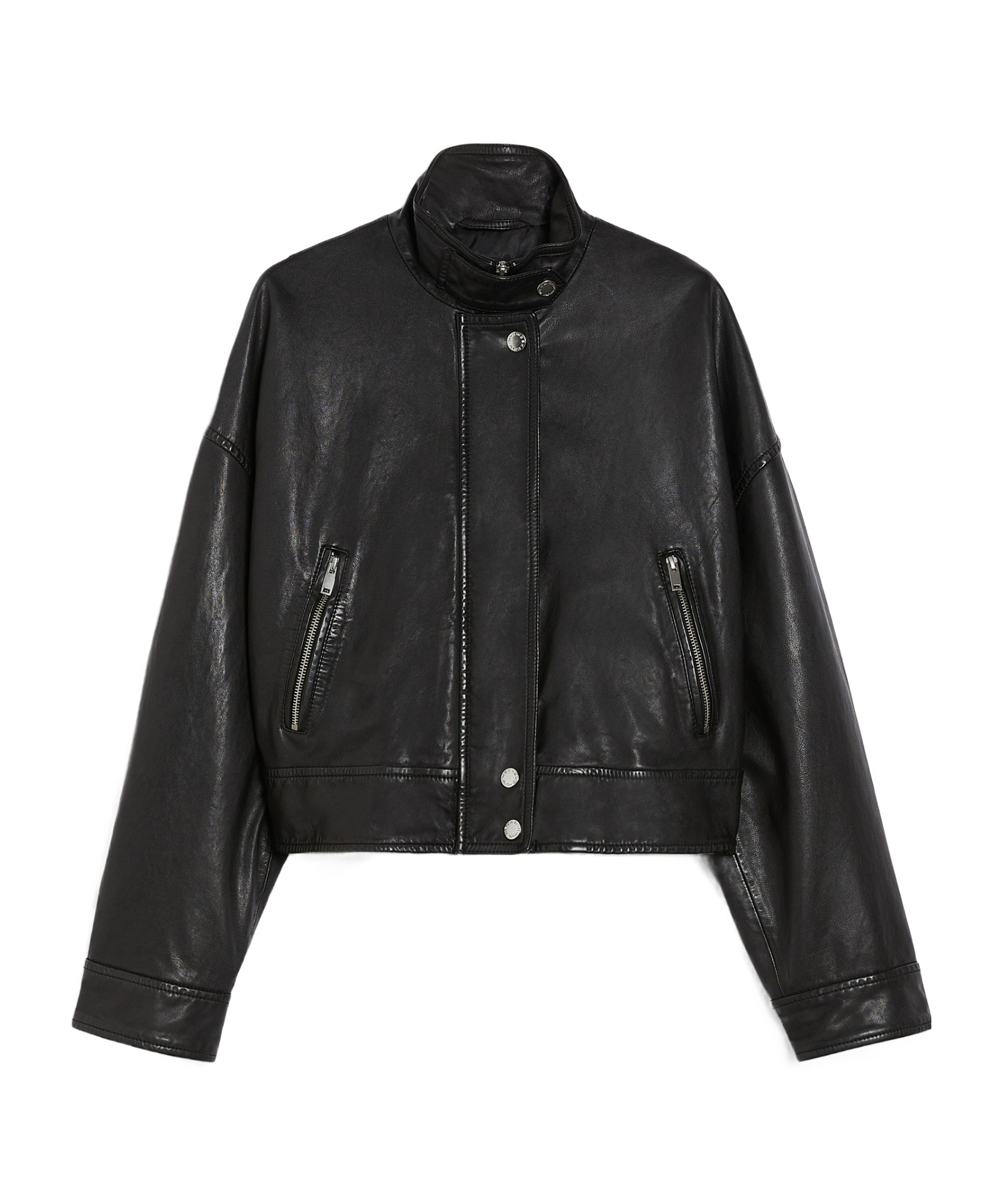 Weekend Max Mara Angel Leather Jacket In Black