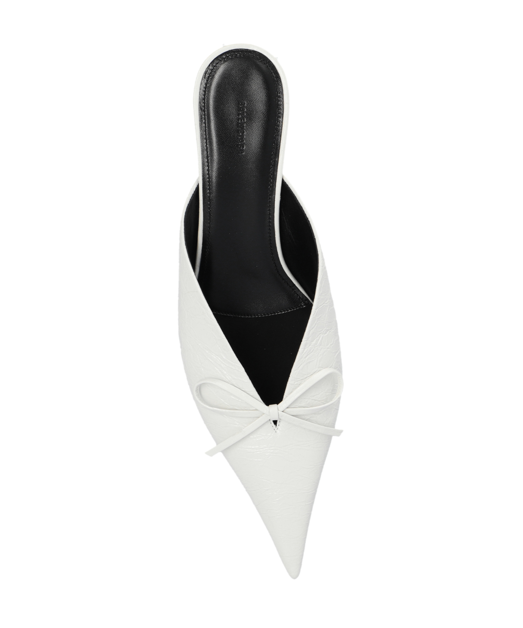 Balenciaga 40mm Pointed-toe Leather Mules In White