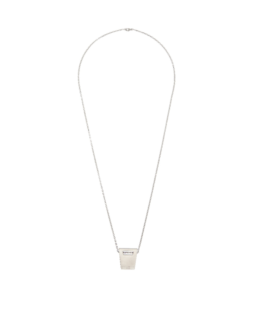 Rick Owens Silver Hollywood Dog Tag Necklace In White