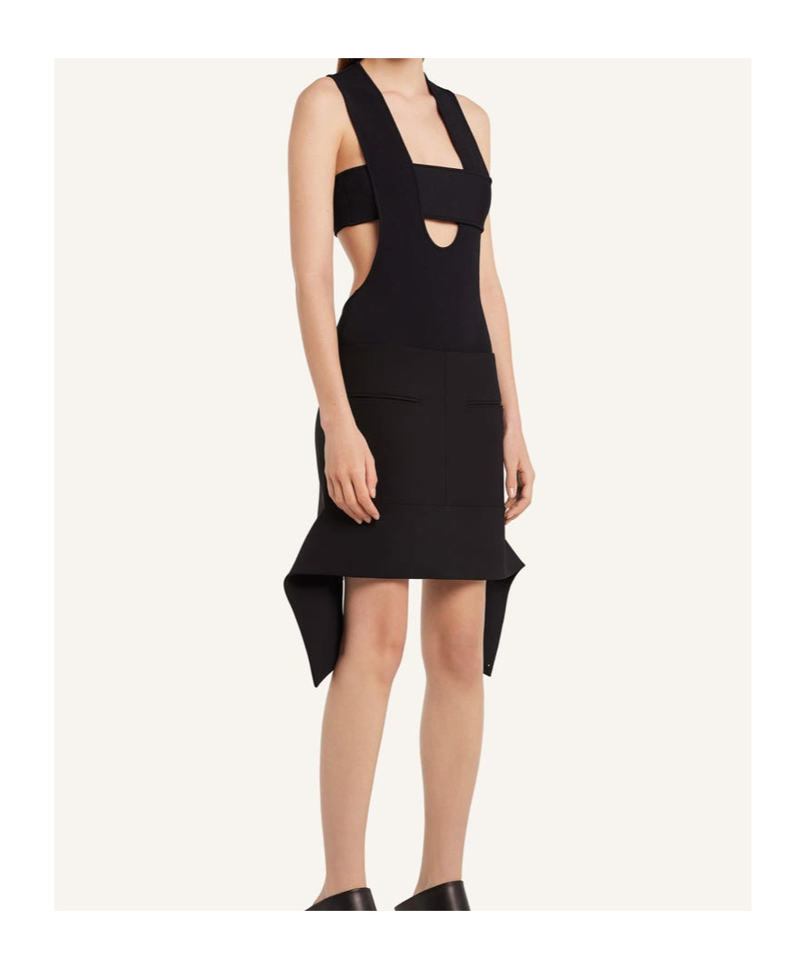 Courrèges Reversed Belt Satin Mini Skirt In Black