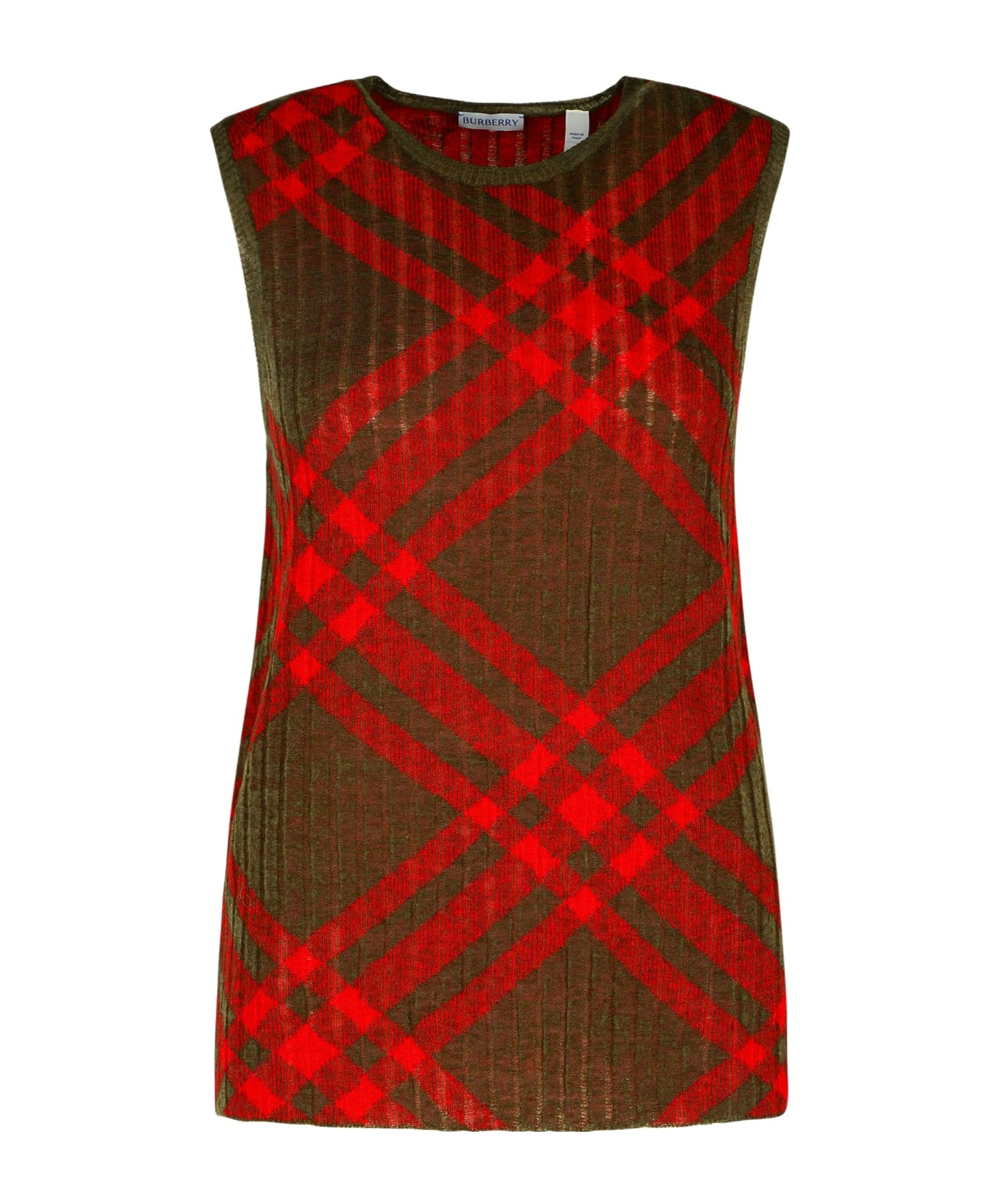 Burberry Wool And Mohair Checked Sweater In Red