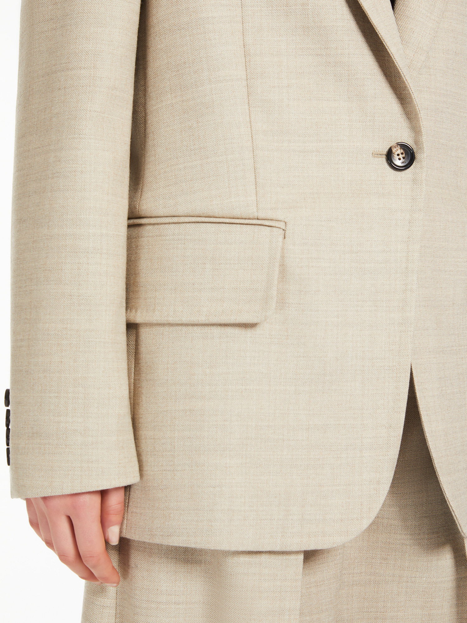 Max Mara Long-sleeved Suit Coat In Nude