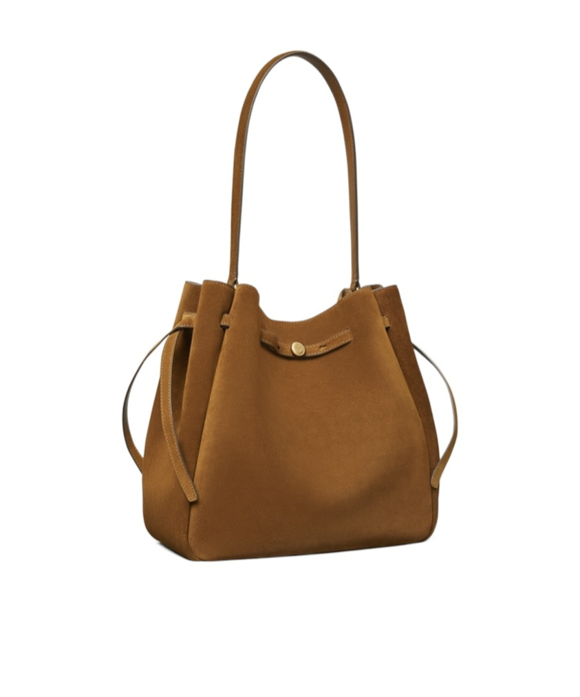 Tory Burch Large Romy Suede Bucket Bag In Brown