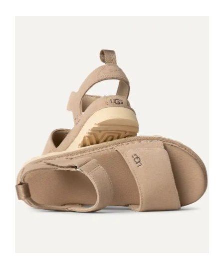 Ugg Logo Flat Sandals In Nude