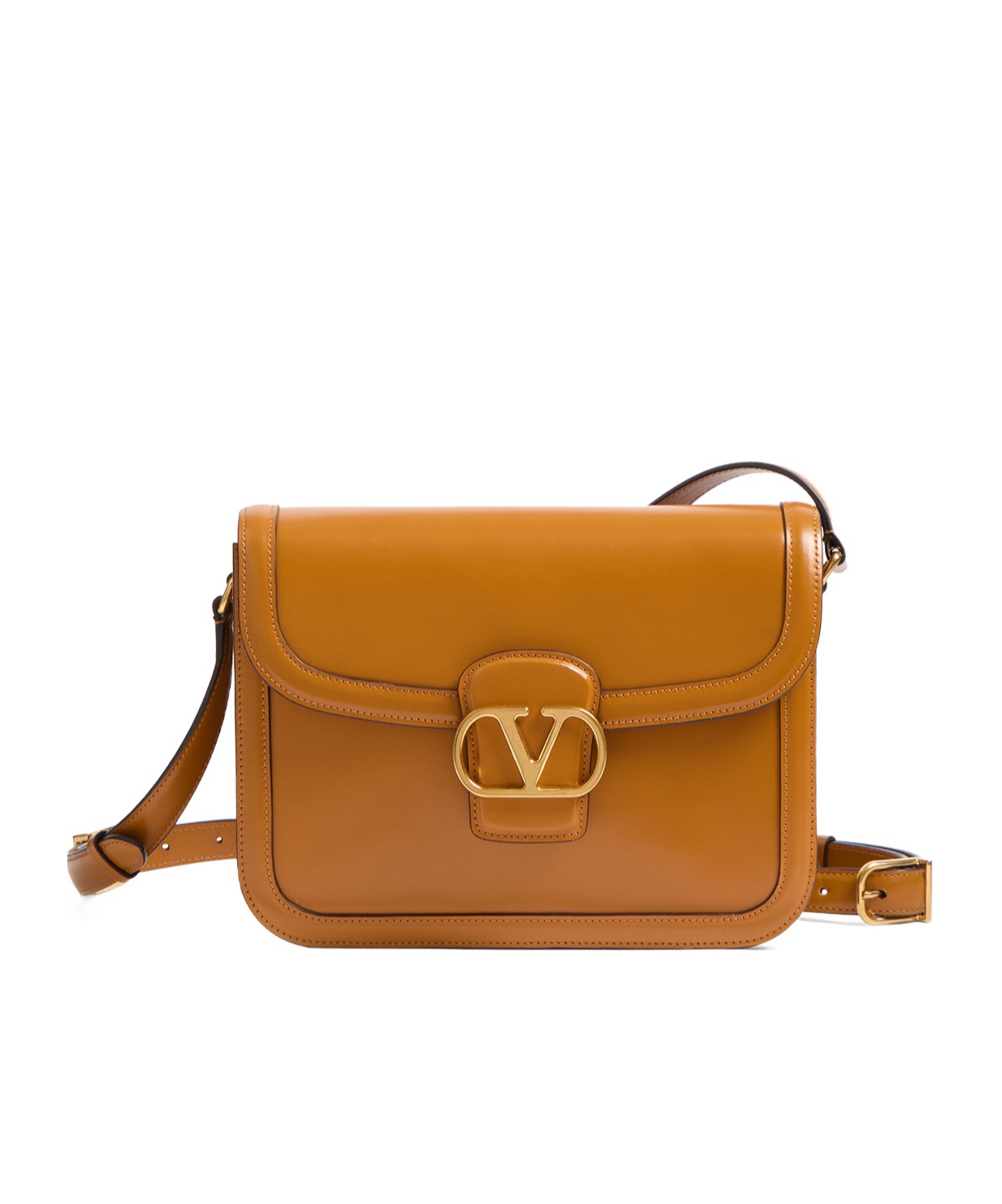 Valentino Garavani Orange Leather 9to5 Shoulder Bag In Brown