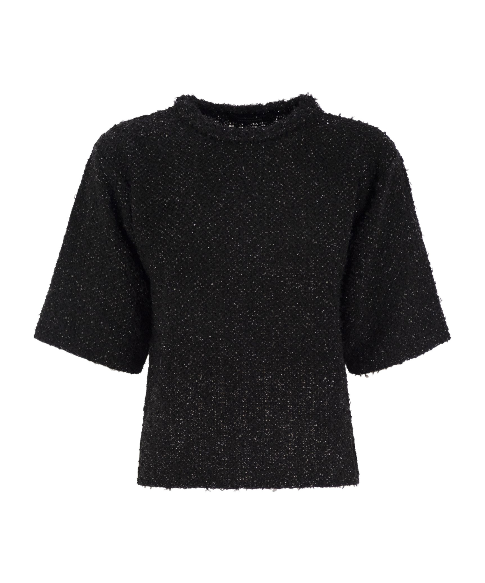 Shop Fabiana Filippi Tweed T-shirt In Black