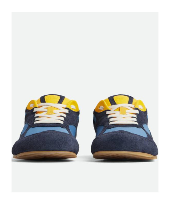Bottega Veneta Orbit Lite Lace-up Suede And Nylon Sneakers In Blue