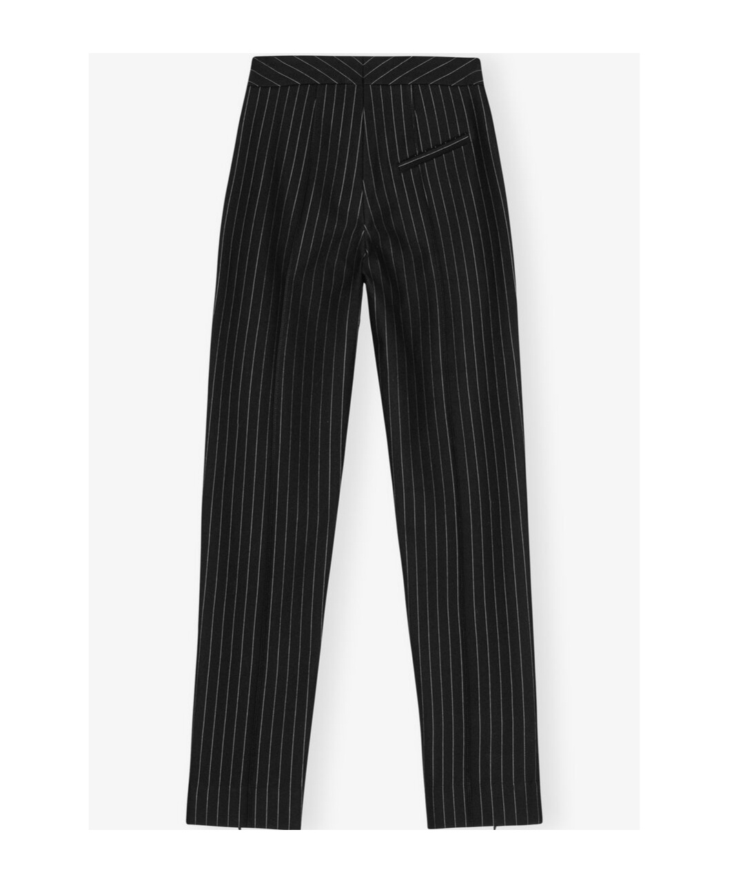 Ganni Striped Mid-rise Trousers In Black