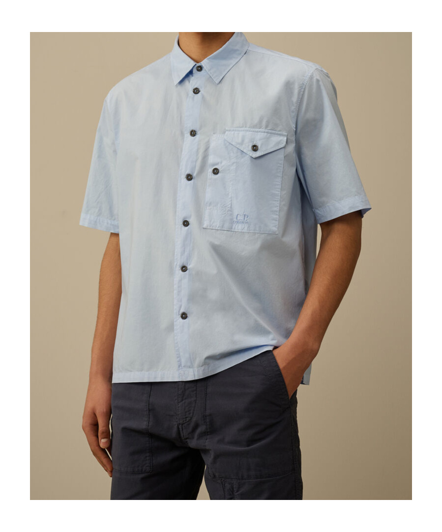 C.p. Company Short Sleeve Poplin Shirt In Blue