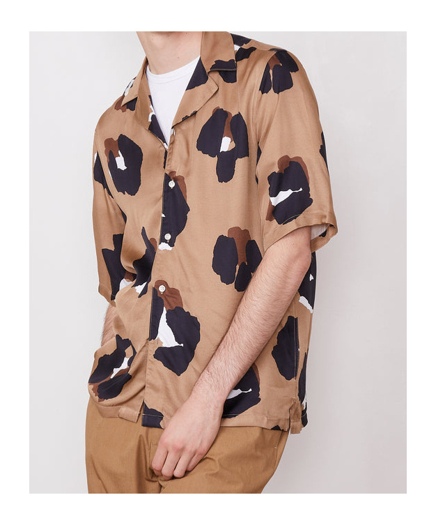 Officine Generale Short-sleeve Leopard Print Shirt In Pink