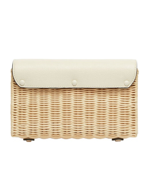Valextra Iside Wicker Clutch In Brown
