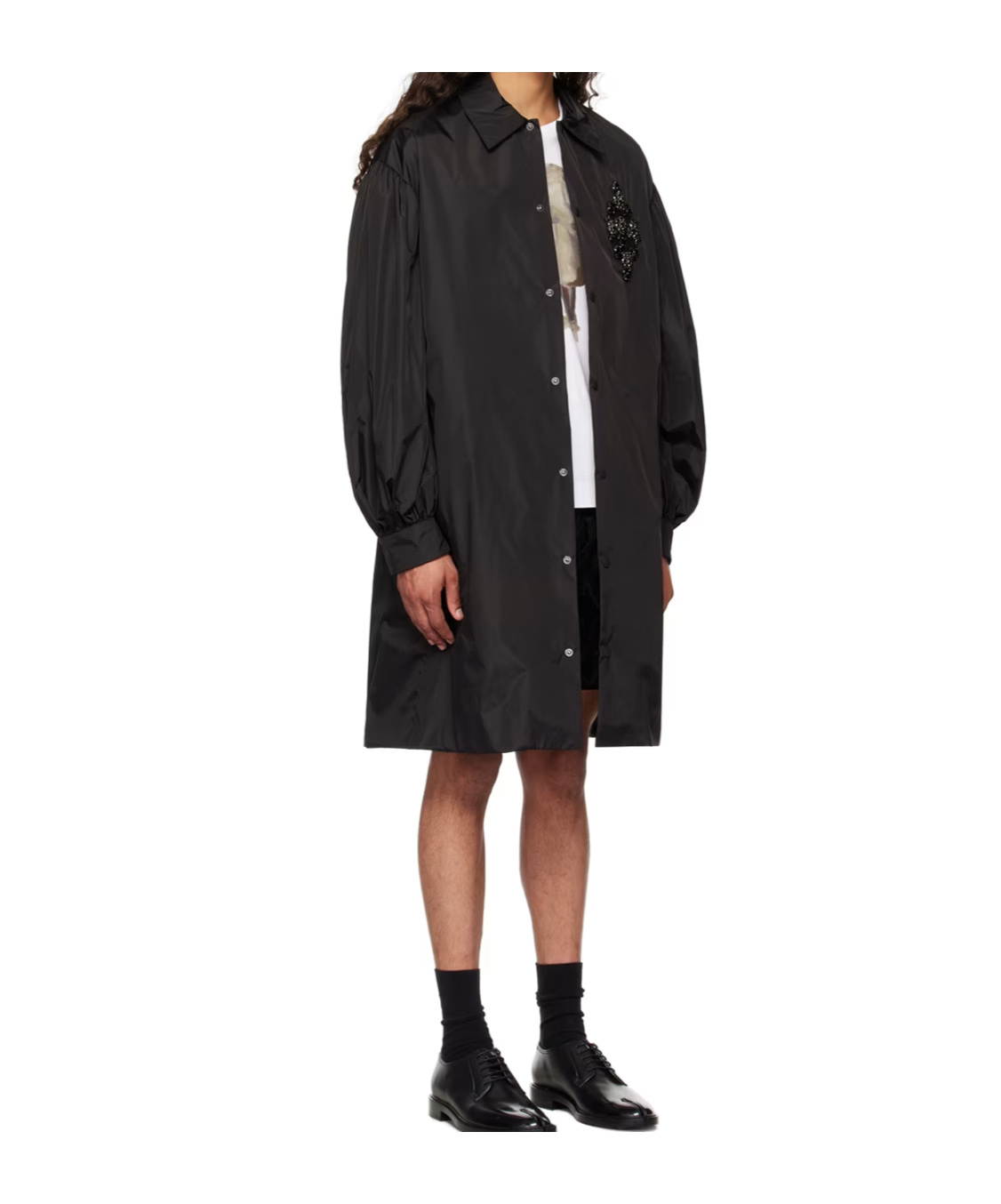 Simone Rocha Crystal-appliqué Midi Coat In Black