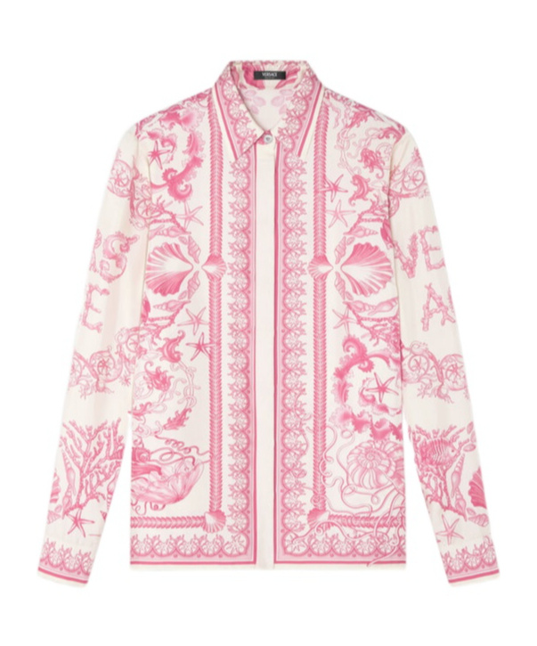 Versace Graphic Print Long Sleeves Top In Pink