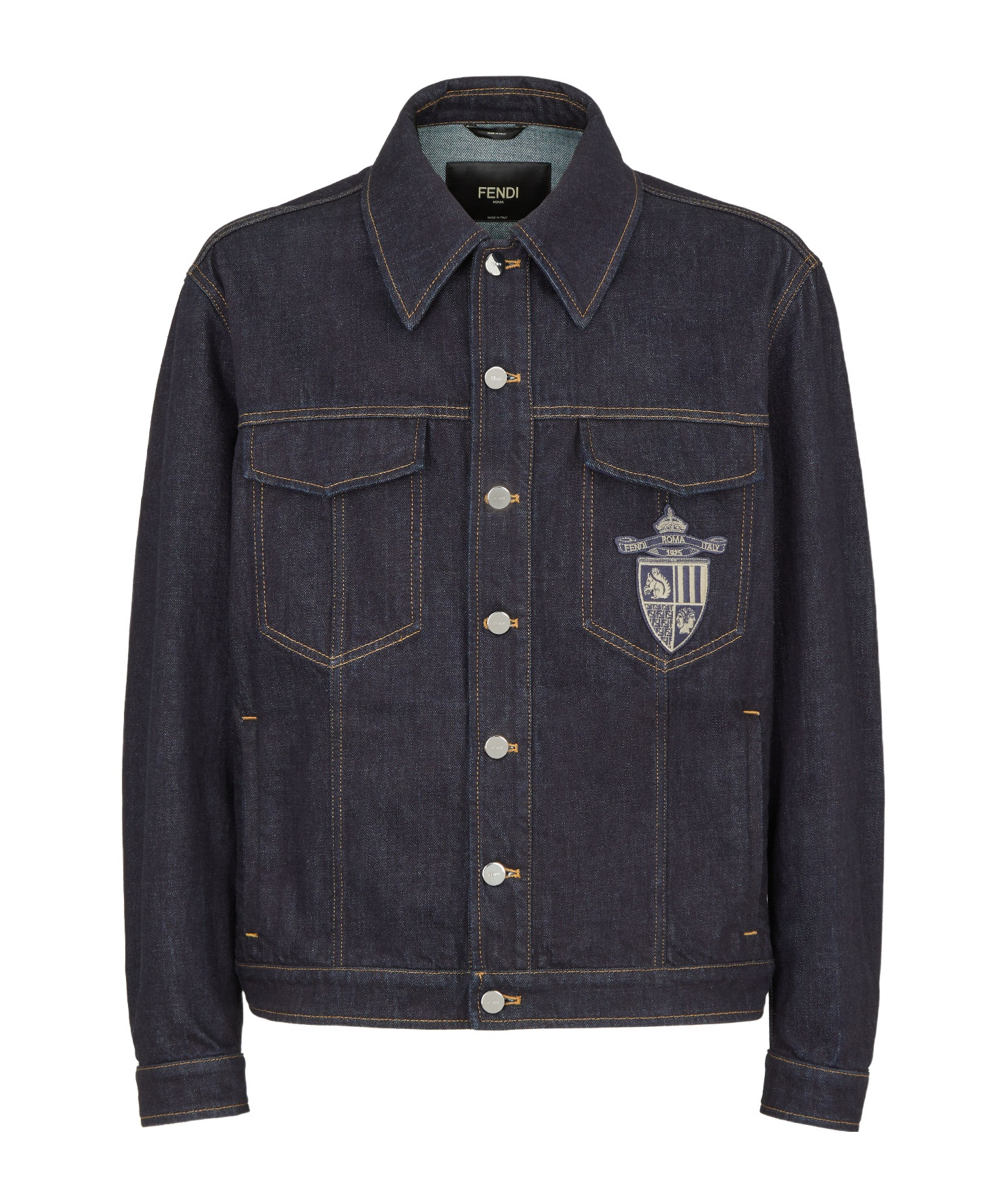 Fendi Crest Jacket With Chest Pockets And Contrast Stitching In Blue