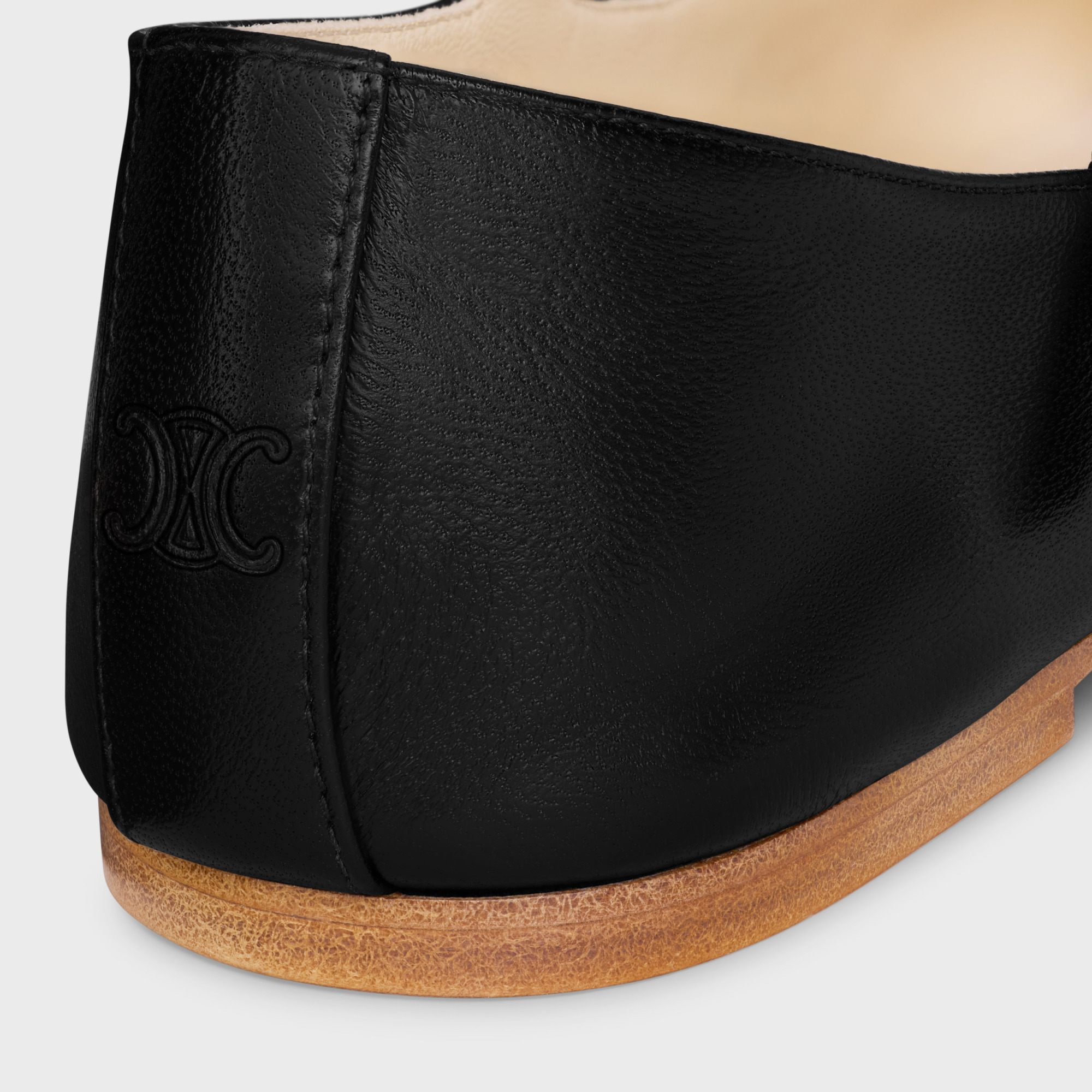 Celine Les Ballerines Leather Double Strap Ballerines In Black