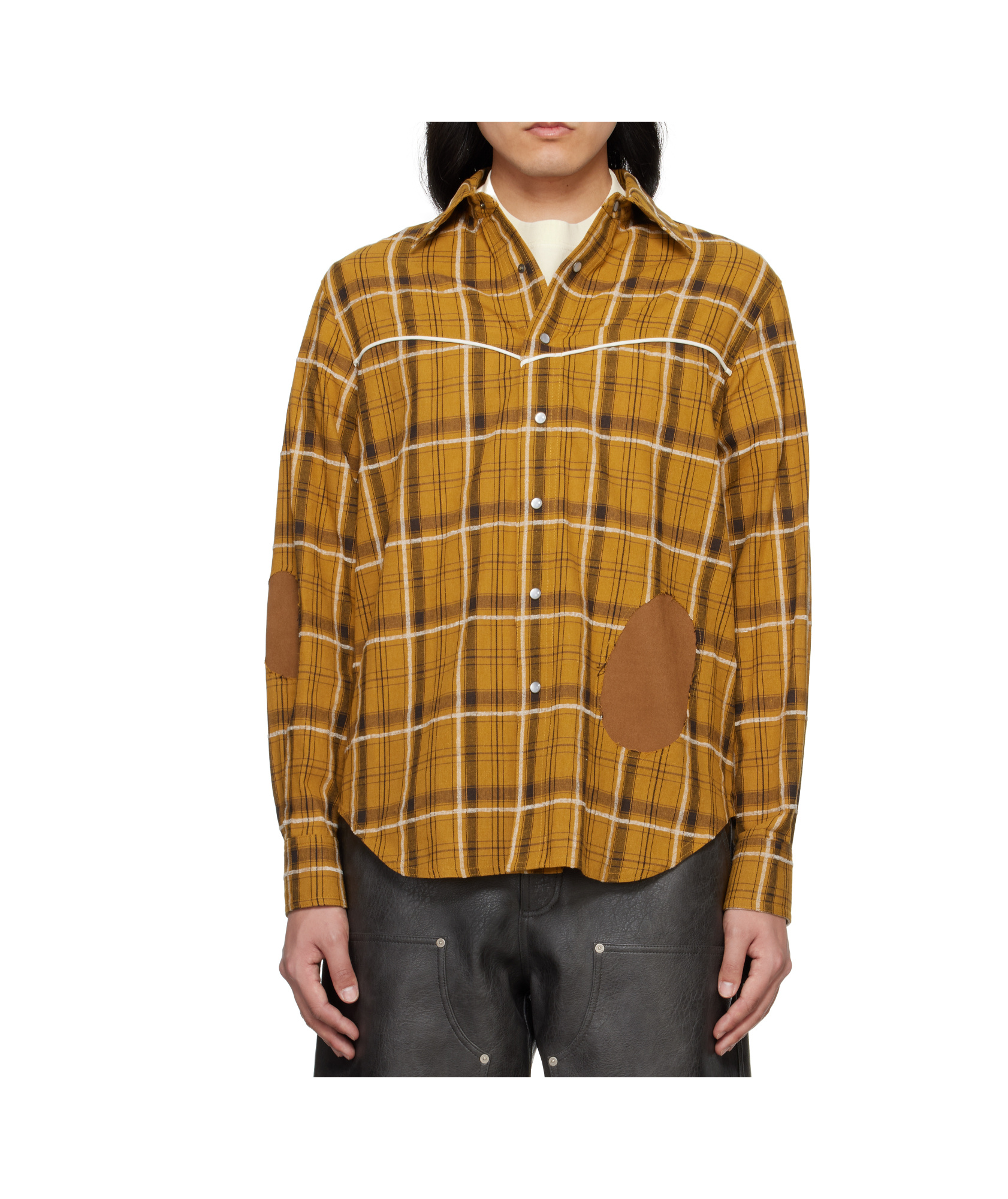 Andersson Bell Noah Patch Check Shirt In Yellow