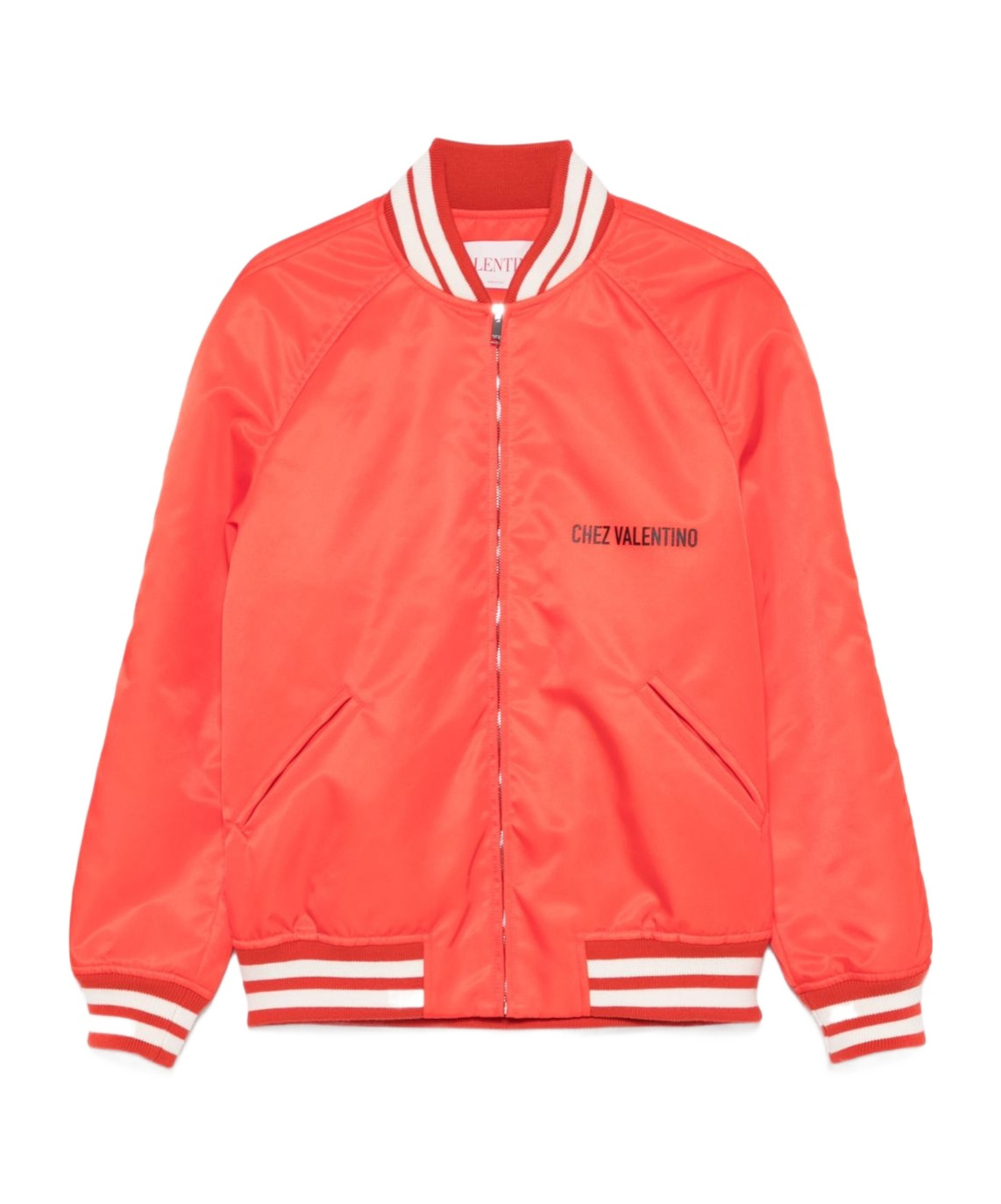 Valentino Padded Bomber Jacket With Ribbed Cuffs And Hem In Orange