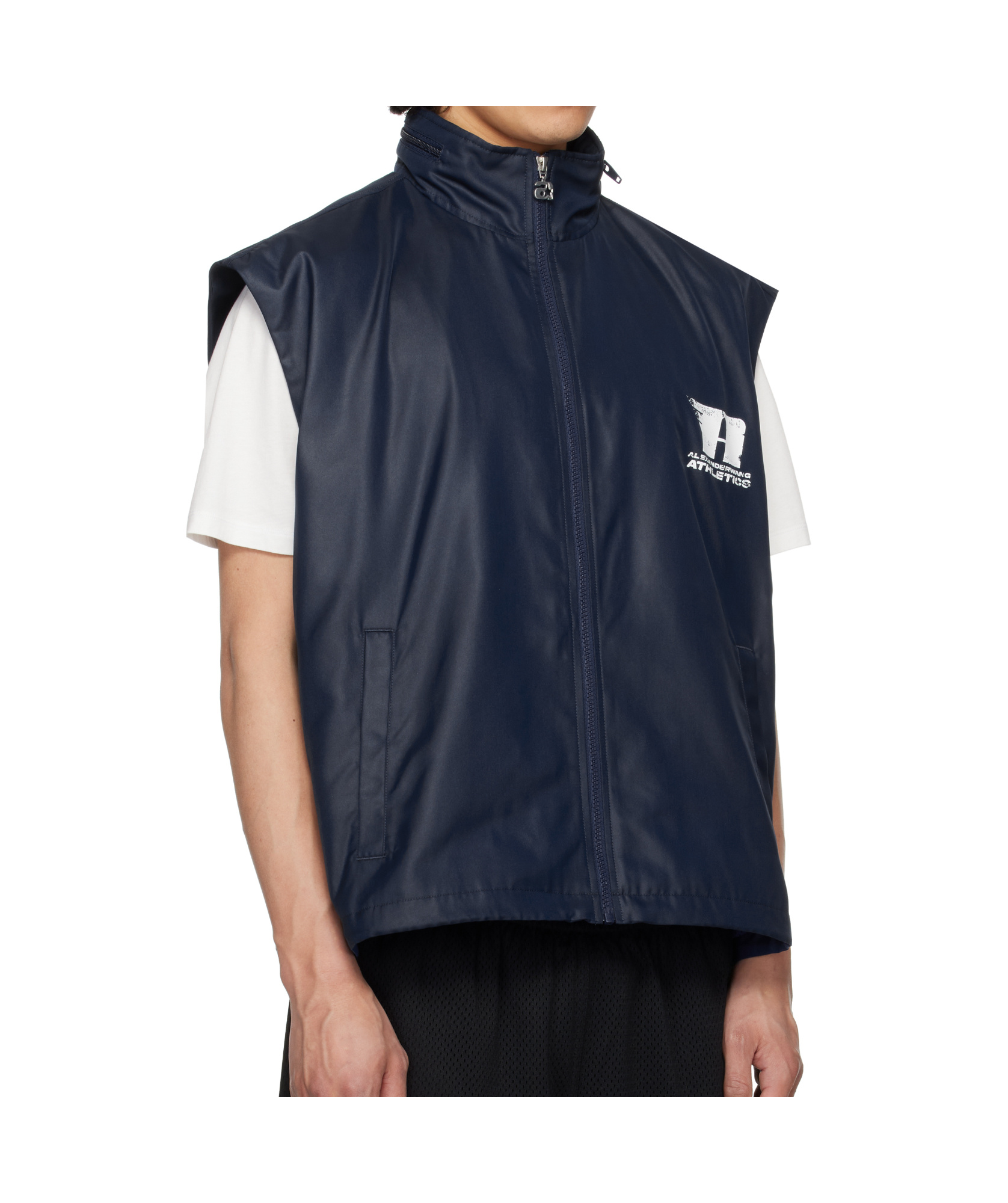 Alexander Wang Navy Oversize Canvas Vest In Black