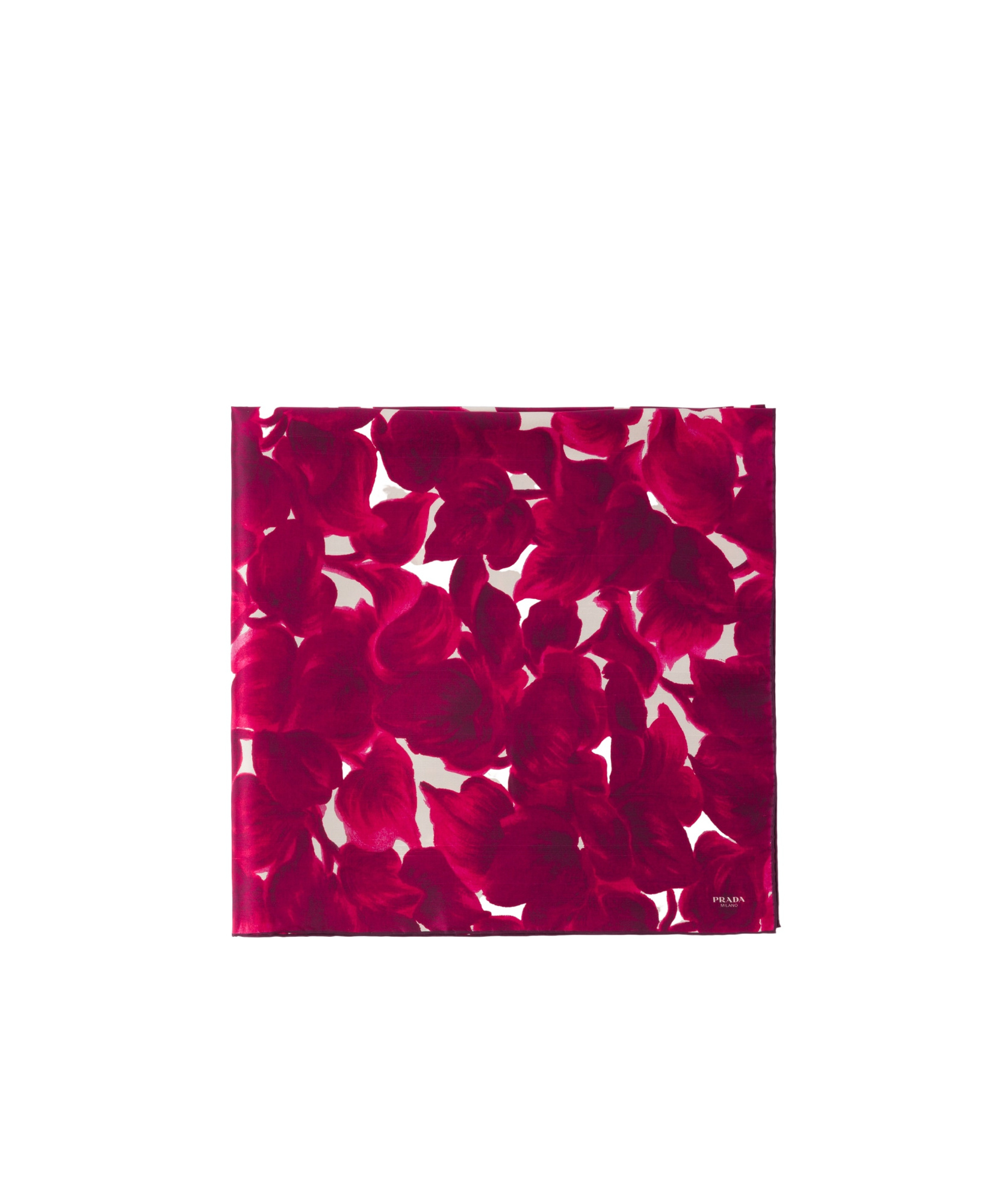 Shop Prada Printed Silk Shantung Scarf In Cyclamen/white