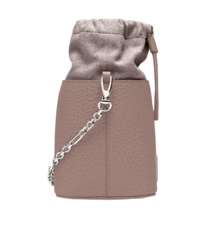 Maison Margiela Drawstring Bucket Leather Shoulder Bag In Purple