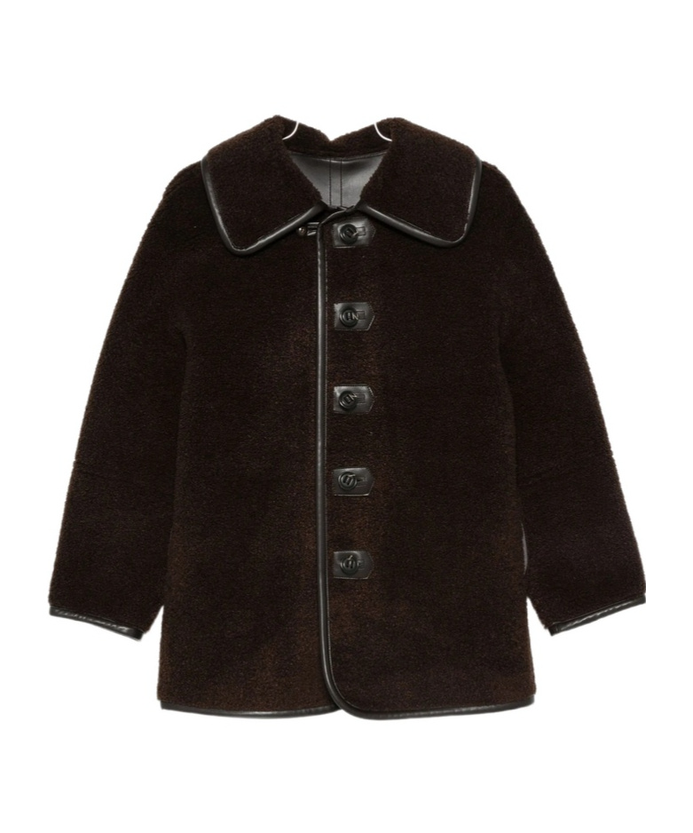 Low Classic Reversible Button-detailed Teddy Jacket In Brown
