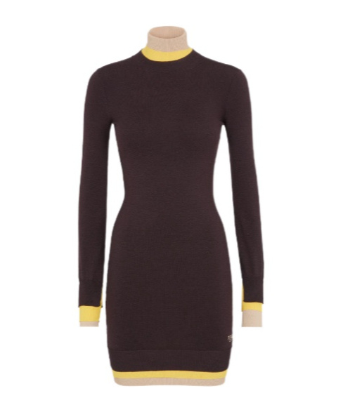 FENDI DARK PURPLE WOOL DRESS 