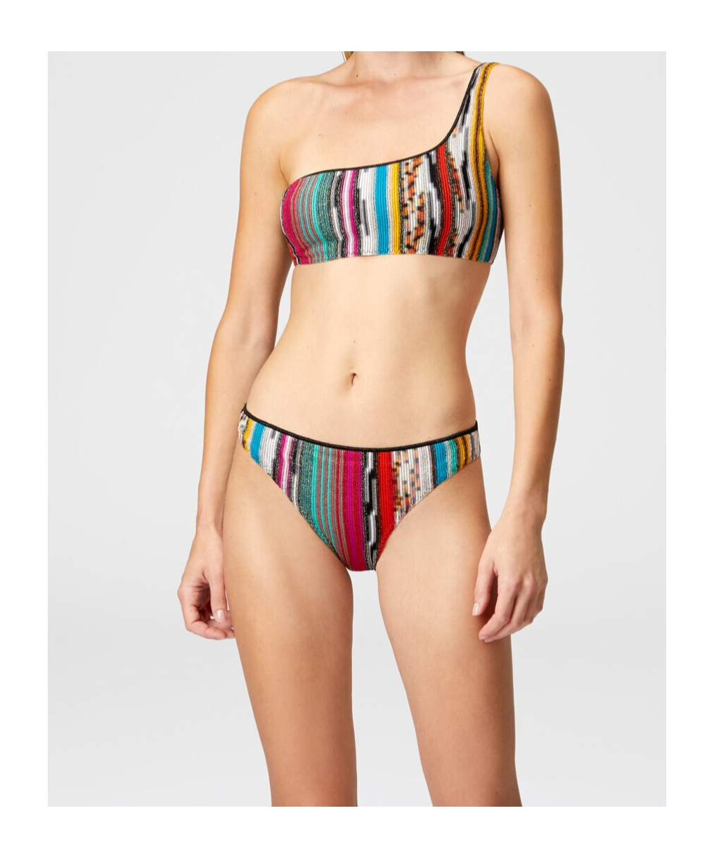 Missoni One-shoulder Multicolored Striped Bikini In Multicolor
