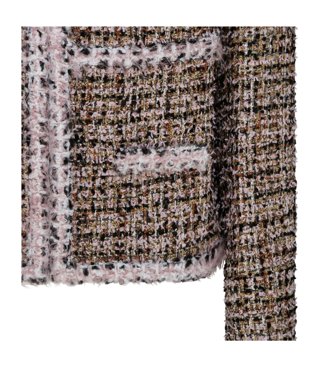 Giambattista Valli Collarless Short Tweed Jacket In Multicolor