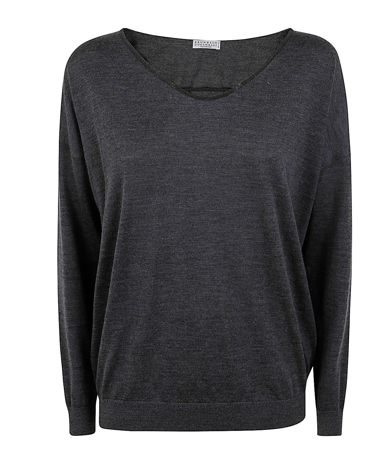 Brunello Cucinelli Women's V-neck Jumper Sweater In Gray