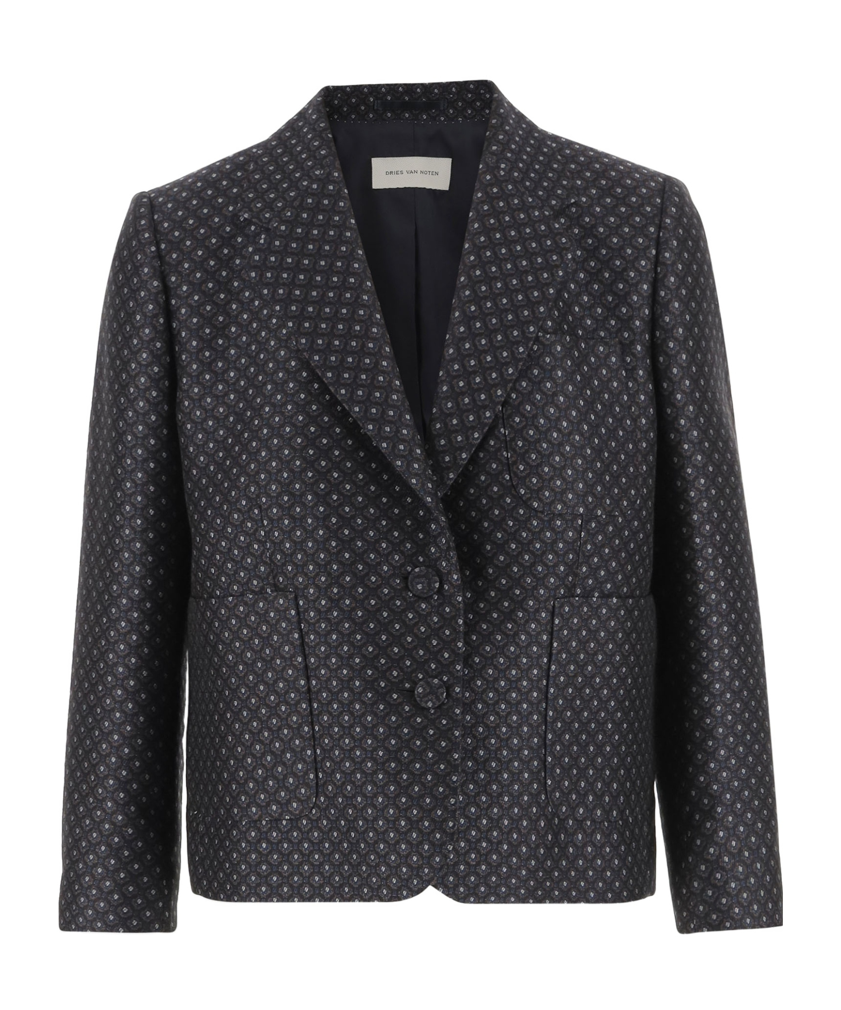 Dries Van Noten Bamie Cropped Jacquard-knit Blazer In Blue