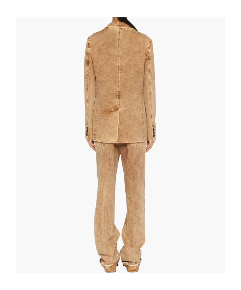 Miu Miu Dyed-denim Blazer In Nude