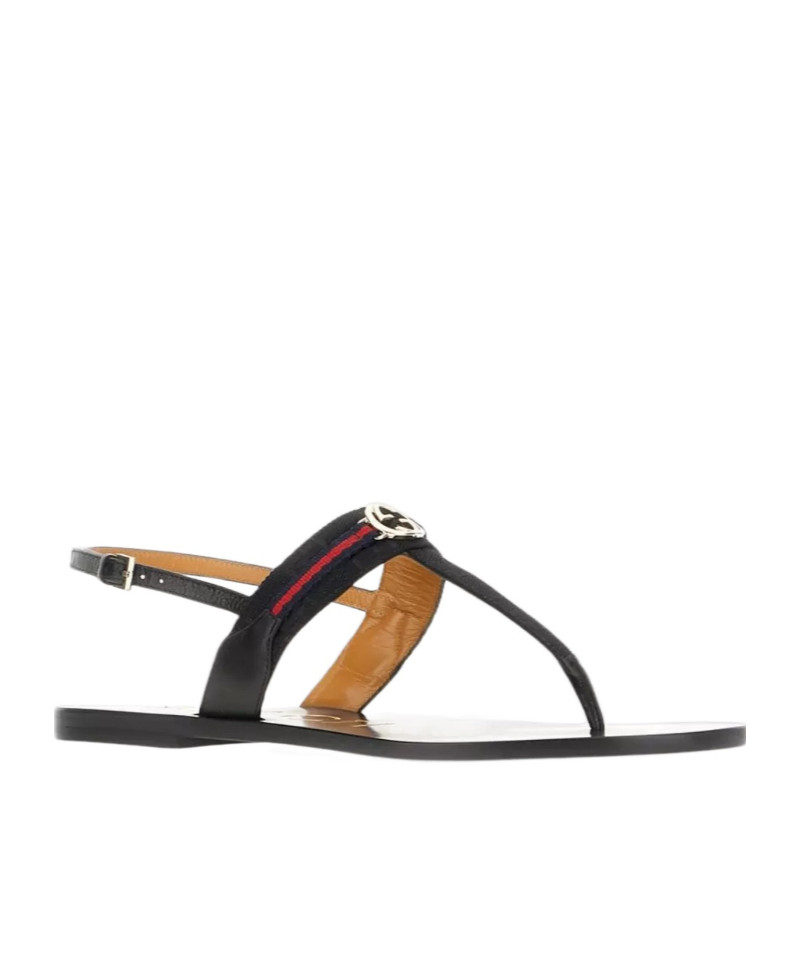 Gucci Interlocking G Canvas Sandals In Black
