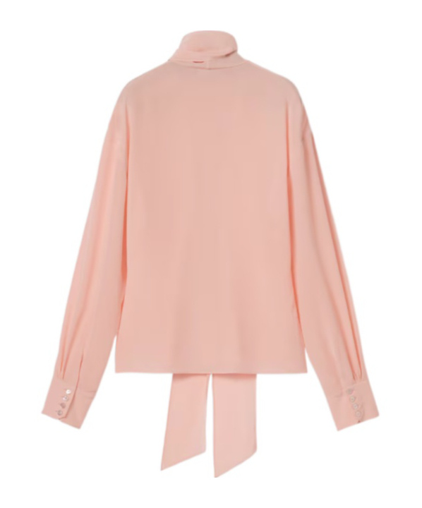 Gucci Crepe De Chine Shirt With Neck Bow In Pink