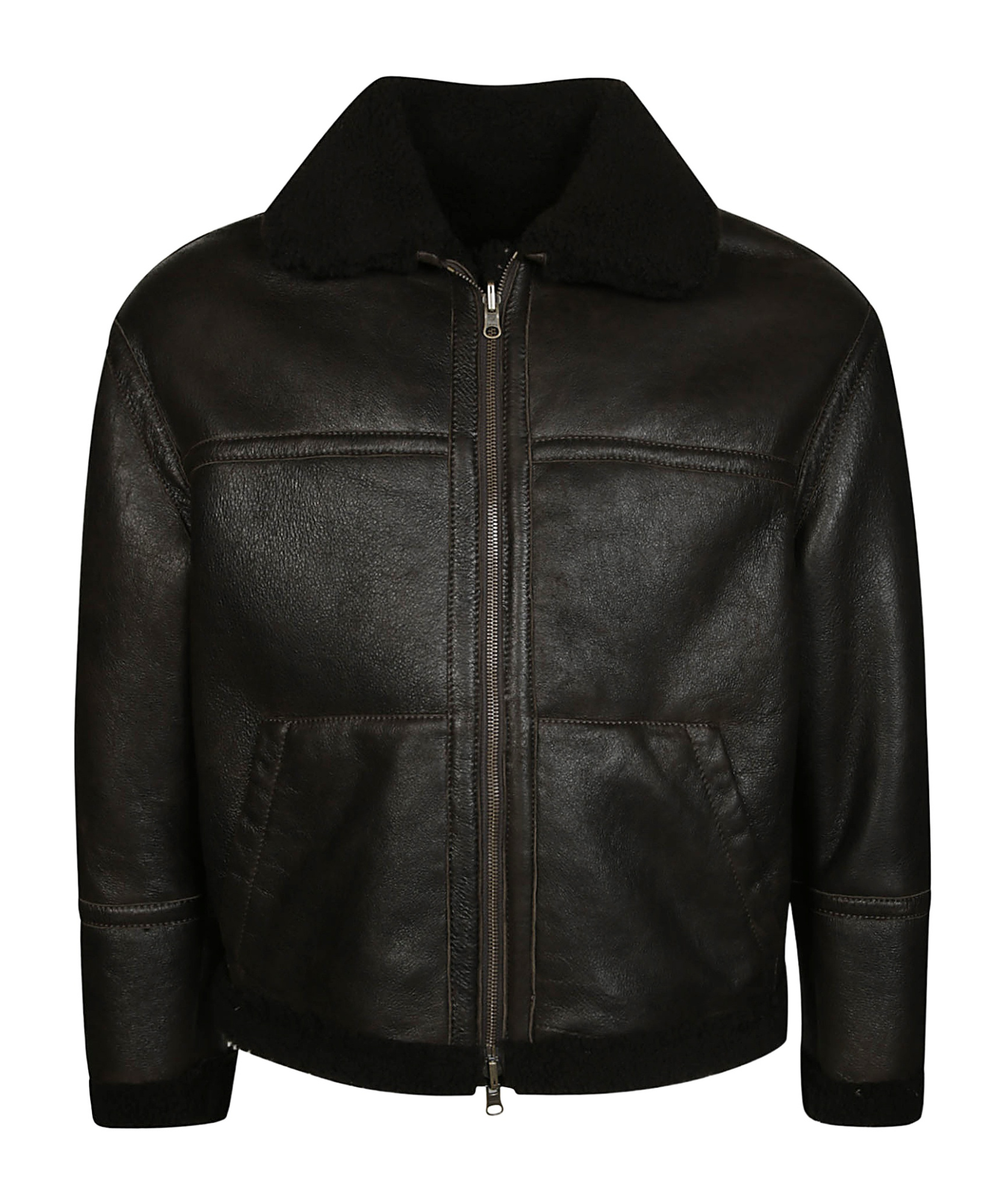 Salvatore Santoro Textured Black Leather Classic Bomber Jacket In Black