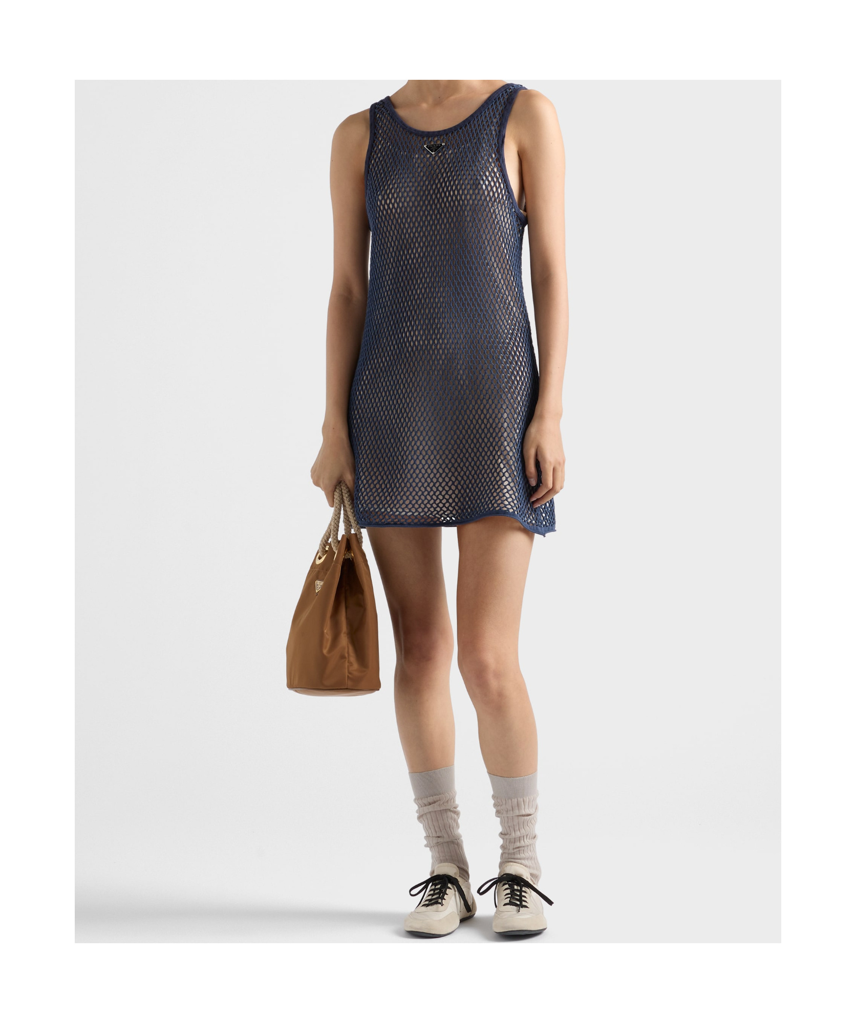Prada Minikleid Aus Baumwolle In Navy Blue
