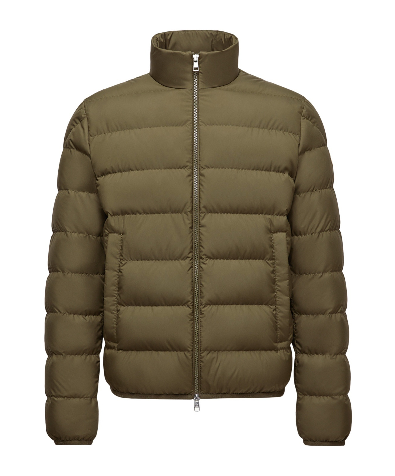 Moncler Collar Puffer Quilted Pockets Coat In Green